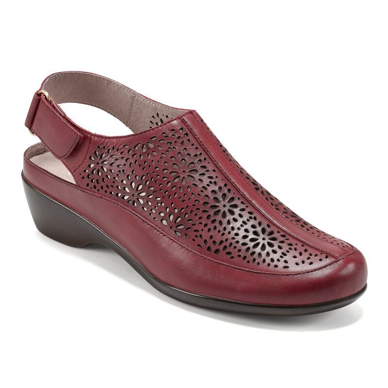 イージースピリット レディース シューズ サンダル レザー Easy Spirit Dawn Womens Perforated Leather Slingback Mules Red レッド