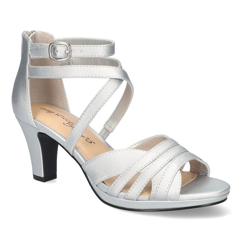 イージーストリート レディース シューズ サンダル Easy Street Crissa Womens Dressandalsilver Satin シルバー