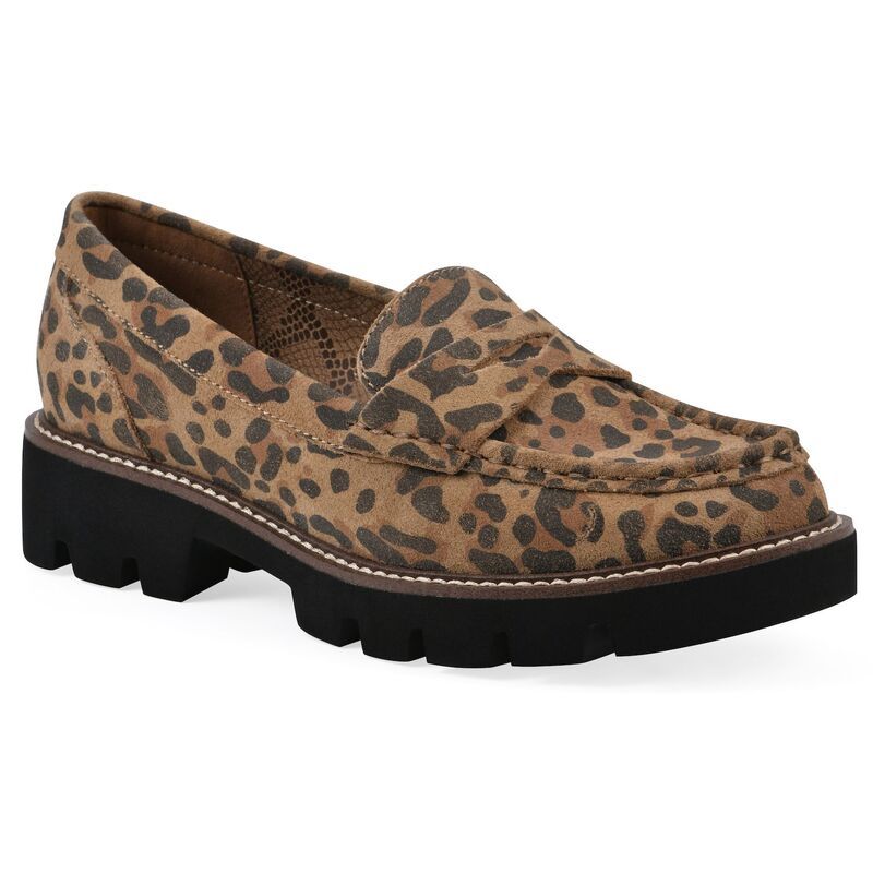 ホワイトマウンテン レディース シューズ スリッポン・ローファー White Mountain Gunner Womens Lug Sole Loafers Brown Leopard Suede ブ