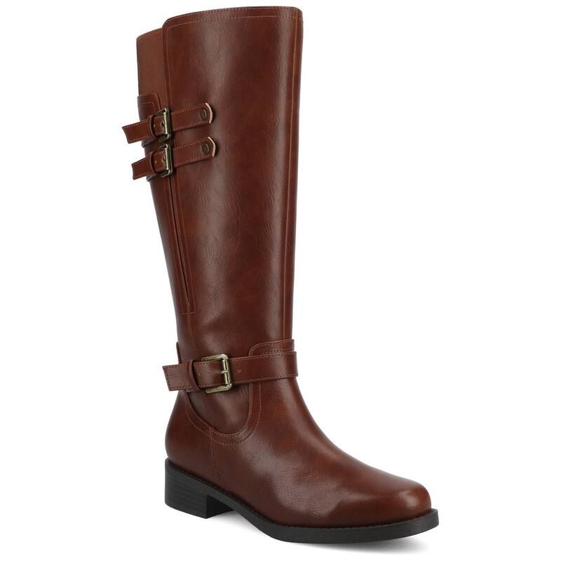 ジャーニー レディース シューズ ブーツ・レインブーツ Journee Sonny Womens Round Toe Buckle Detail KneeHigh Boots In Regular W