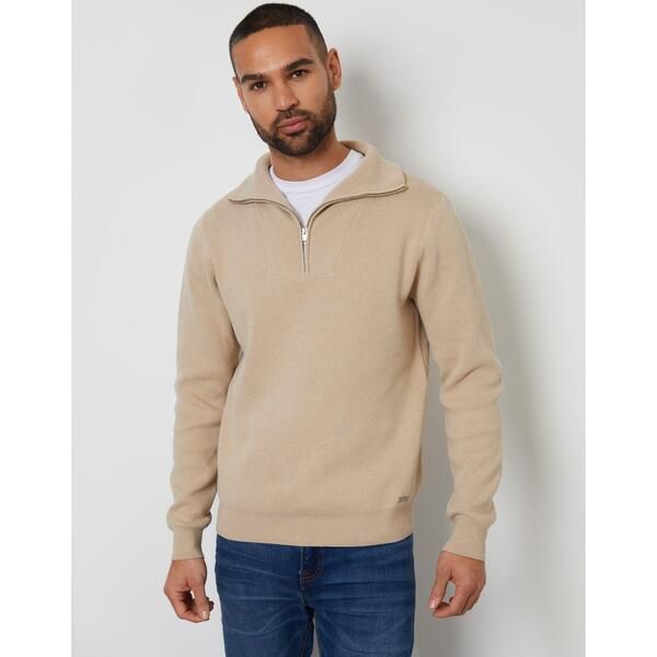 スリードベア メンズ アウター ニット・セーター ハーフジップ Threadbare Mens Kamrul Quarter Zip Knitted Jumper Dijon