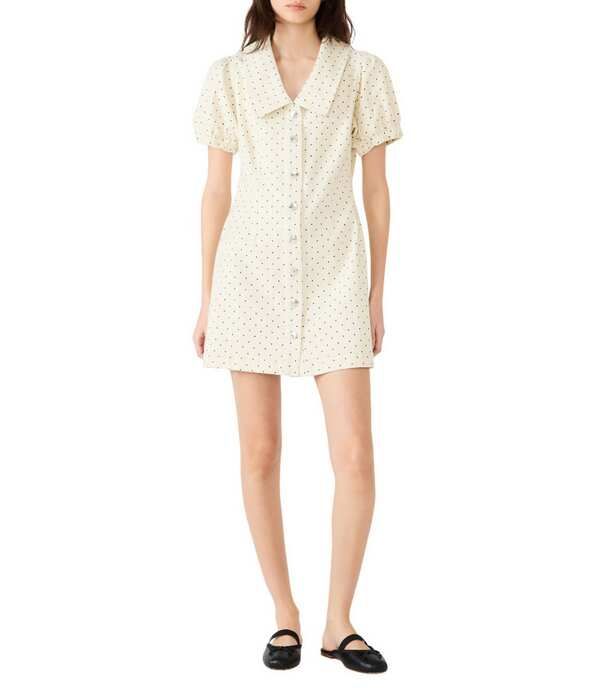 スティーブ マデン レディース トップス ワンピース ドット柄 ドット ミニ Steve Madden Laina Short Sleeve Polka Dot Mini Dress Pristine