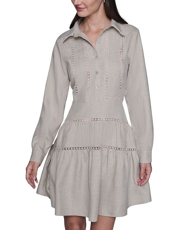 カール ラガーフェルド レディース トップス ワンピース A ライン KARLAGERFELD PARIS A Line Long Sleeve Dress Beige ベージュ