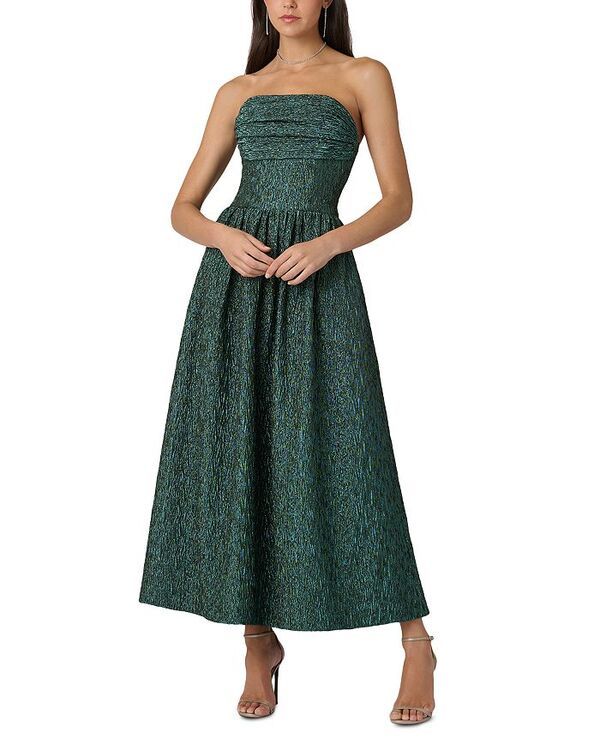 ショシャーナ レディース トップス ワンピーストラップレス Shoshanna Lillia Jacquard Strapless Dress Teal ティール
