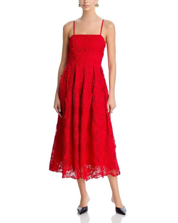 アクア レディース トップス ワンピース ミディ レース AQUA Rose Lace Midi Dress Exclusive Red レッド