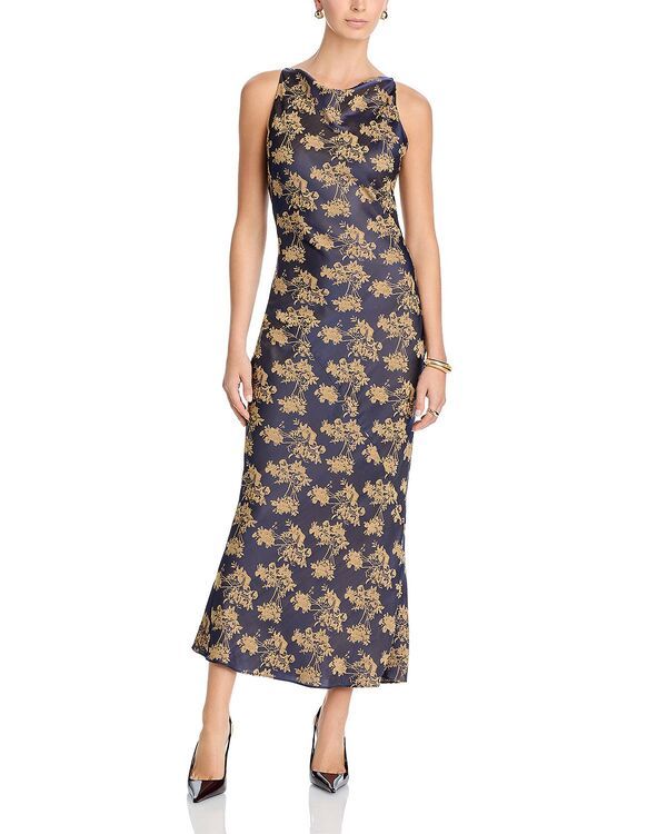アクア レディース トップス ワンピース マキシ AQUA Jacquard Maxi Dress Exclusive NavyGold ネイビー