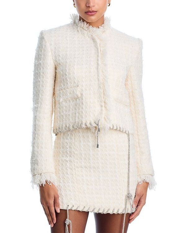 エリア レディース アウター ジャケット・ブルゾン ツイード AREA Tweed Eyelash Jacket Cream White ホワイト