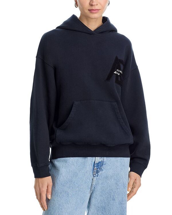 アニービン レディース アウター パーカー・スウェット ロゴ Anine Bing Jaci Letterman Logo Hoodie Vintage Black ブラック