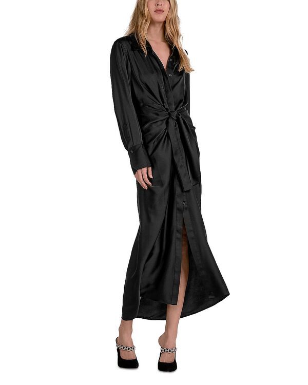 エラン レディース トップス ワンピース マキシ Elan Long Sleeve Wrap Maxi Dress Black ブラック