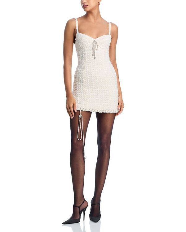 エリア レディース トップス ワンピース ミニ ツイード AREA Tweed Lady Mini Dress Cream White ホワイト