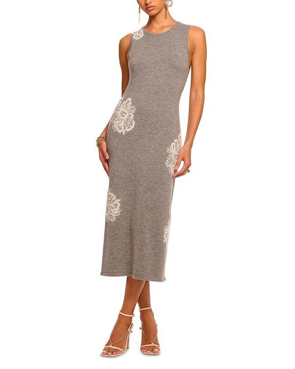 レイミー ブルック レディース トップス ワンピース ミディ レース Ramy Brook Luciana Lace Appliqu Midi Dress Heather Grey グレー