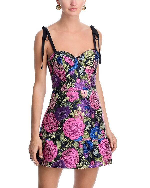 アクア レディース トップス ワンピース フラワー柄 ミニ フラワー AQUA Floral Brocade Bustier Mini Dress Exclusive BlackPink ブラック 11,294円