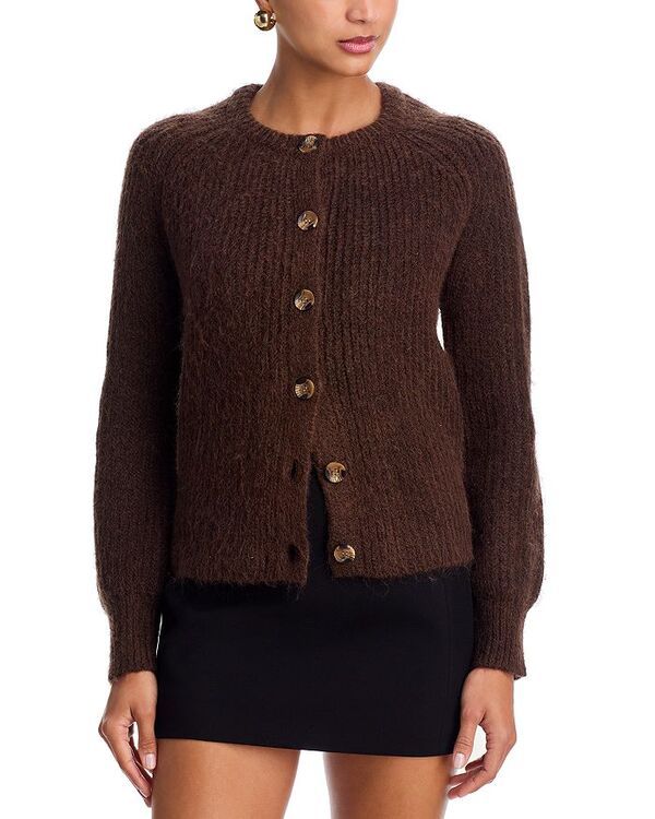 アクア レディース アウター カーディガン AQUA Usha Raglan Sleeve Chunky Cardigan Exclusive Brown Melange ブラウン