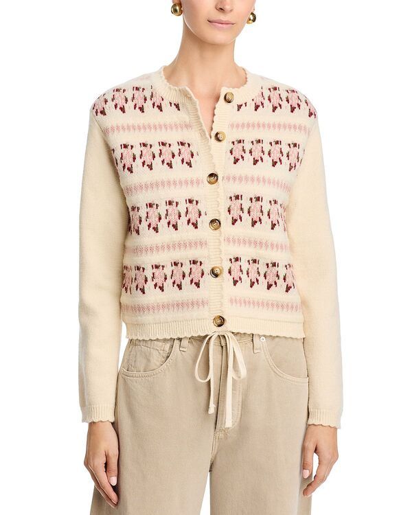アクア レディース アウター カーディガン AQUA Fair Isle Cardigan Exclusive Ivory アイボリー