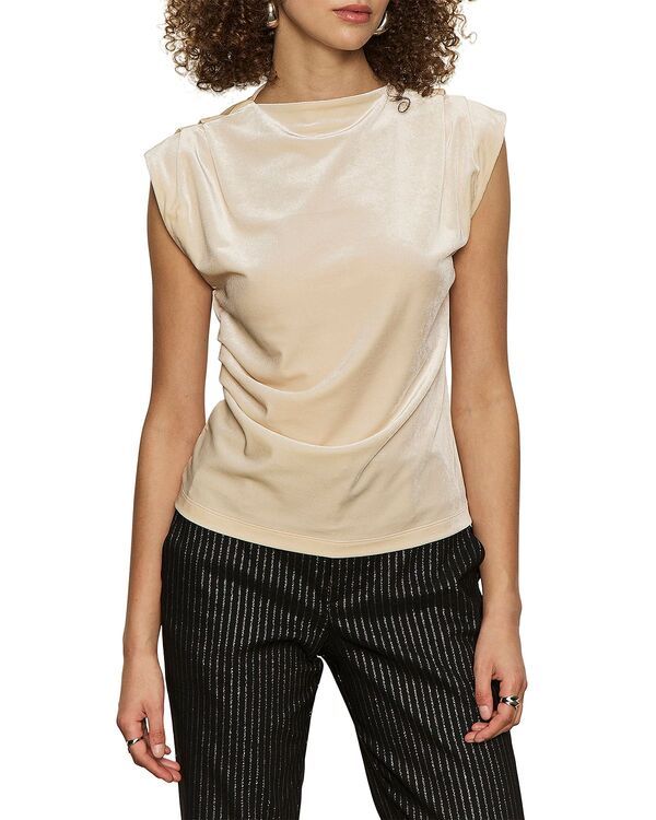 サンクチュアリー レディース トップス シャツ プリーツ ノースリーブ Sanctuary Pleated Sleeveless Top Light Oat