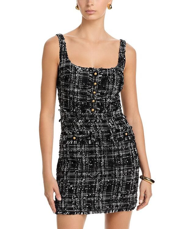 ラジャンス レディース トップス ワンピース ミニ LAGENCE Valli Square Neck Mini Dress BlackIvory Tweed アイボリー