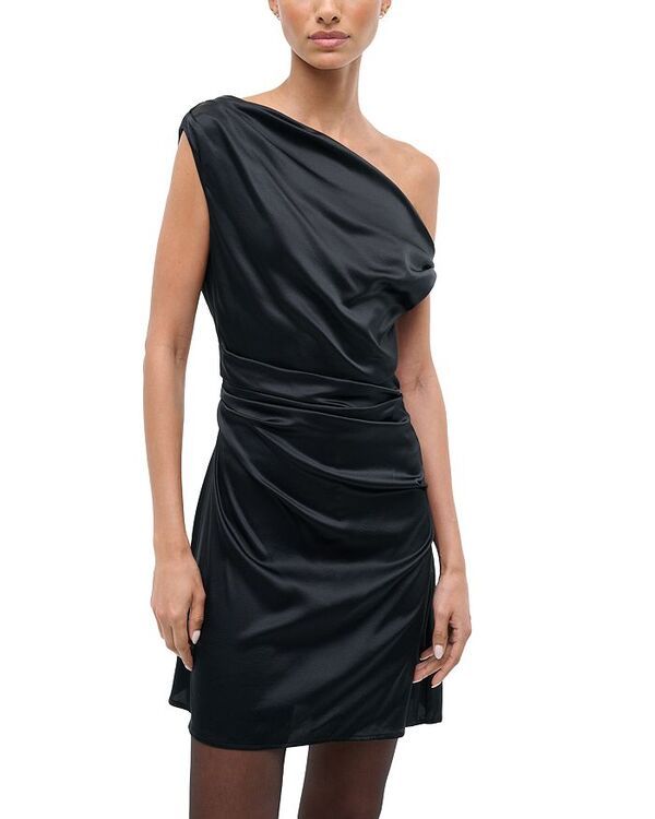 スタウド レディース トップス ワンピース ミニ シルク STAUD Phare Silk Stretch Mini Dress Black ブラック
