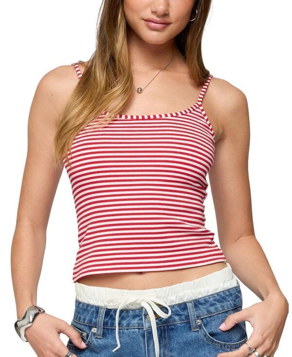 アディクテッド レディース トップス タンクトップ Edikted Two Piece Striped Headband Tank Top Red and White ホワイト 10,426円