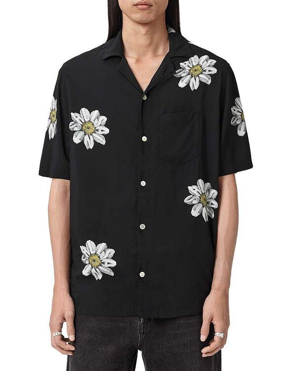 オールセインツ メンズ トップス シャツ グラフィック ALLSAINTS Mens Petal Graphic Shirt Jet Black ブラック