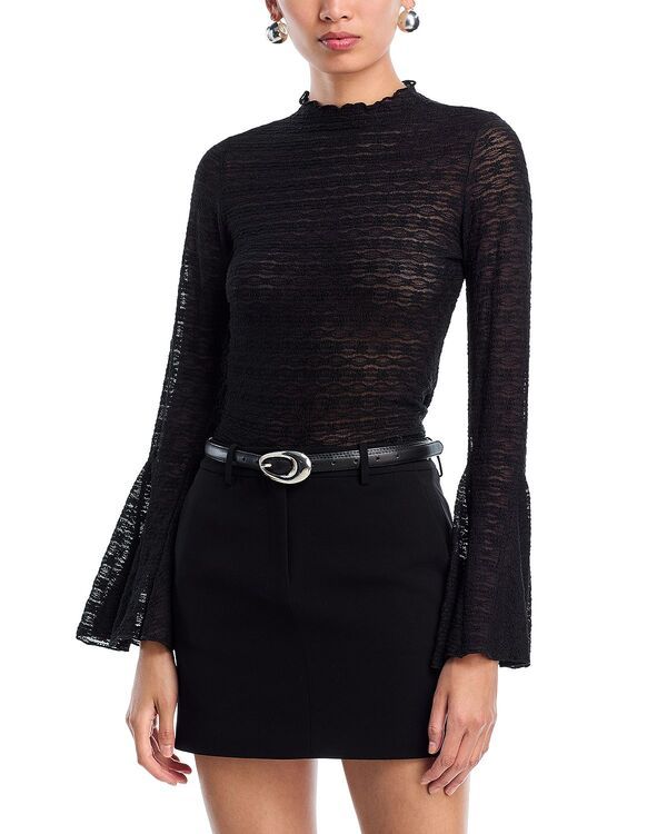 アクア レディース トップス シャツ レース AQUA Puckered Lace Top Exclusive Black ブラック