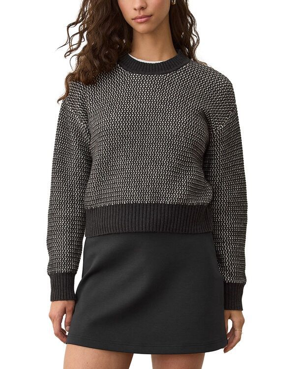 マリーン レイヤー レディース アウター ニット・セーター クルーネック Marine Layerobin Textured Crewneck Sweater BlackWhite ホワイト