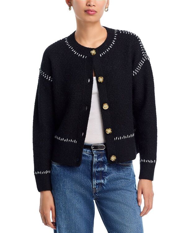 アクア レディース アウター カーディガン クルーネック セーター AQUA Crewneck Cardigan Sweater Exclusive Black ブラック