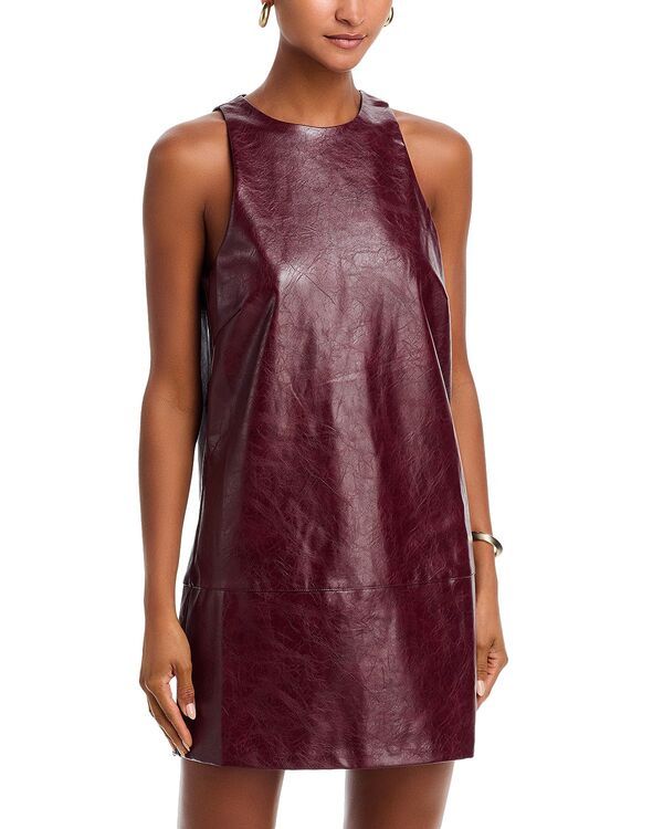 アクア レディース トップス ワンピース ミニ ノースリーブ レザー フェイクレザー AQUA Faux Leather Sleeveless Mini Dress Exclusive Burgund