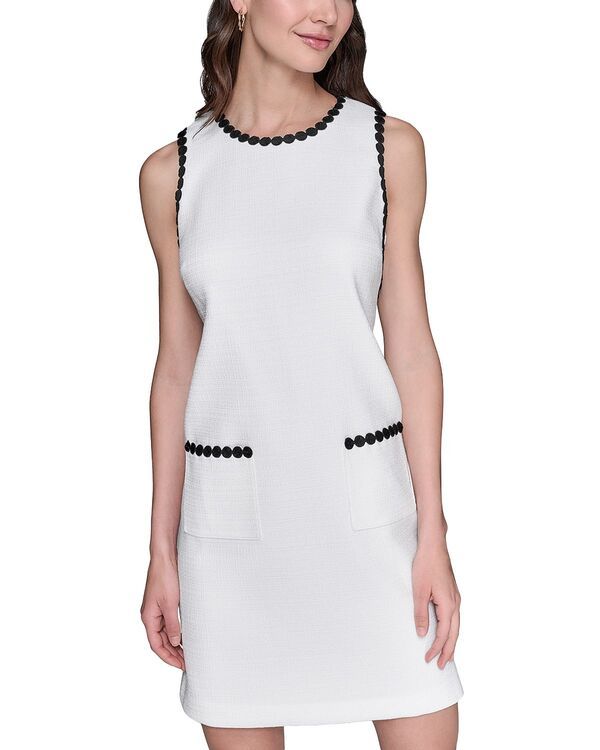 カール ラガーフェルド レディース トップス ワンピース ツイード KARLAGERFELD PARISummer Tweed Shift Dressoft WhiteBlack ホワイト