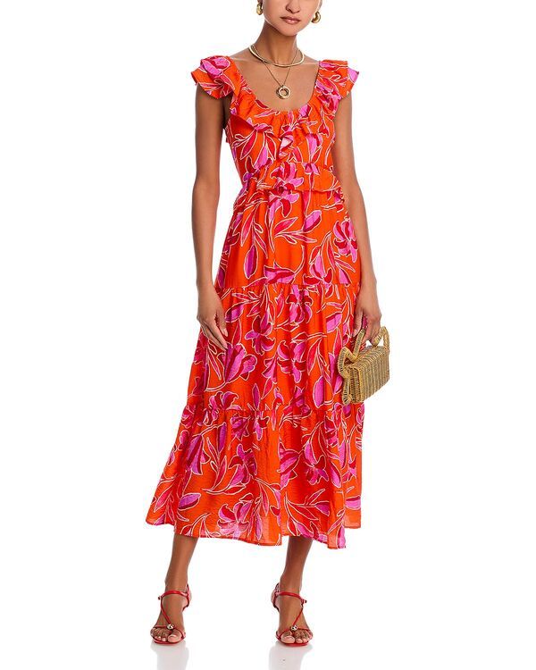 アクア レディース トップス ワンピース フリル AQUA Leaf Ruffle Dress Exclusive Orange オレンジ