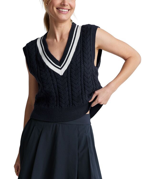 ビヨンドヨガ レディース アウター ニット・セーター ベスト Beyond Yoga The Cable Knit Sweater Vest Nocturnal Navy ネイビー