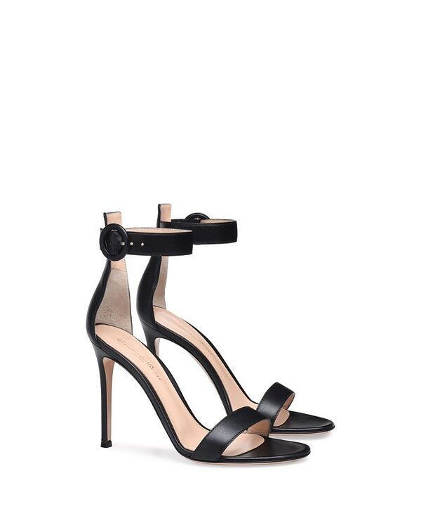 ジャンヴィト ロッシ レディース シューズ サンダル ヒール Gianvito Rossi Womens Portofino 105 High Heel Sandals Black Leather ブ