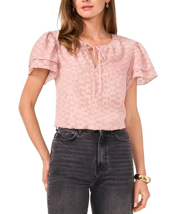 ヴィンスカムート レディース トップス シャツ ブラウス VINCE CAMUTO Textured Flutter Sleeve Blouse Ash Rose アッシュ