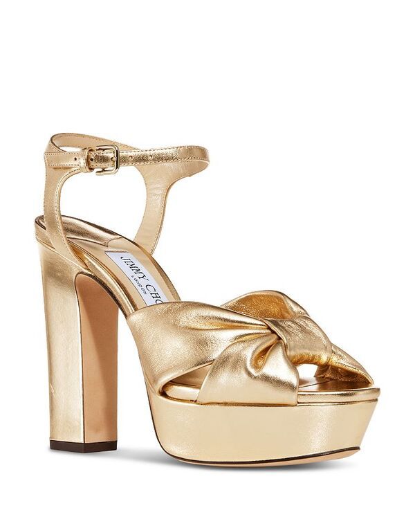 ジミーチュー レディース シューズ サンダル プラットフォーム トール レザー ヒール Jimmy Choo Womens Heloise 120 Metallic Leather High Heel