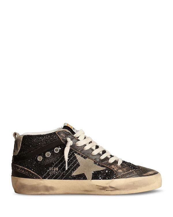 ゴールデングース レディース シューズ スニーカー レース Golden Goose Womens Mid Star Glitter Lace Up Sneakers BlackBeige Black