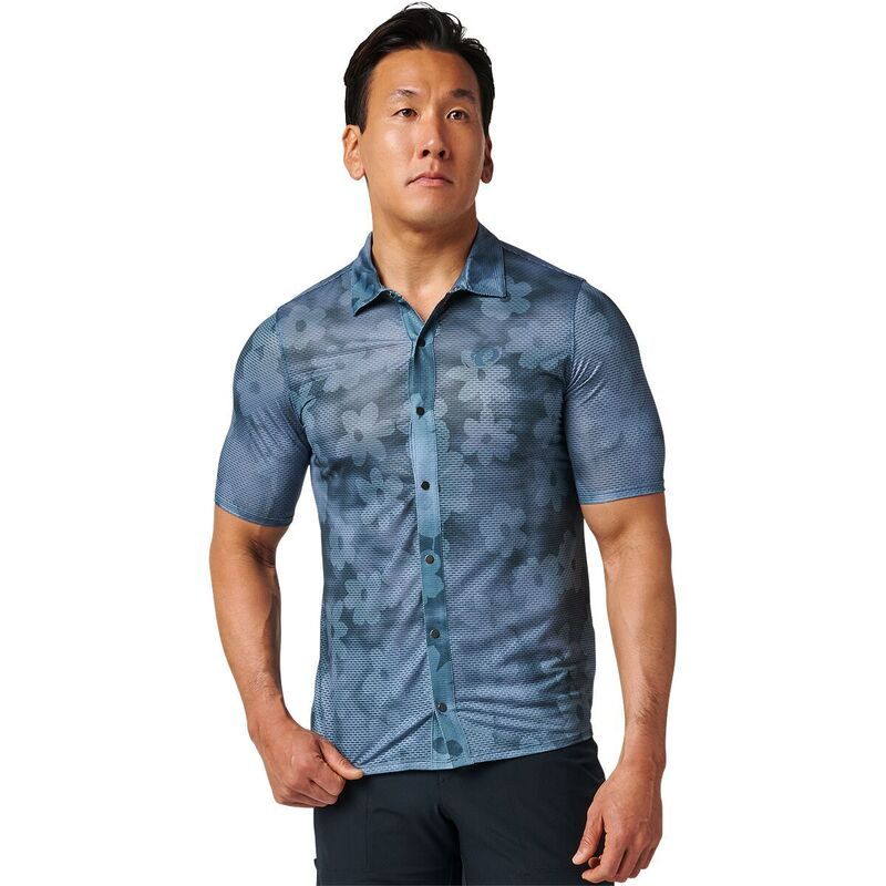 パールイズミ メンズ トップス Tシャツ PEARL iZUMi Canyon Tech Snap Short Sleeve Mens Citadel Floratiedye