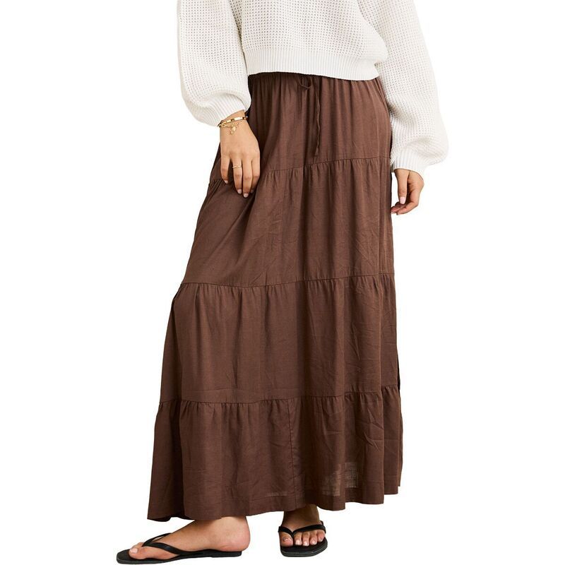リズム レディース ボトムスカート ティアード マキシ Rhythm Classic Tiered Maxi Skirt Womens Chocolate チョコレート