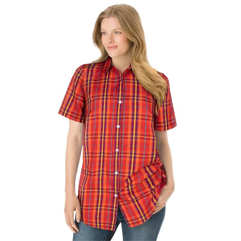 ウーマン ウィズイン レディース トップス シャツ プラスサイズ プチ Woman Within Plusize Petite Perfect Short Sleeve Shirt Classic R