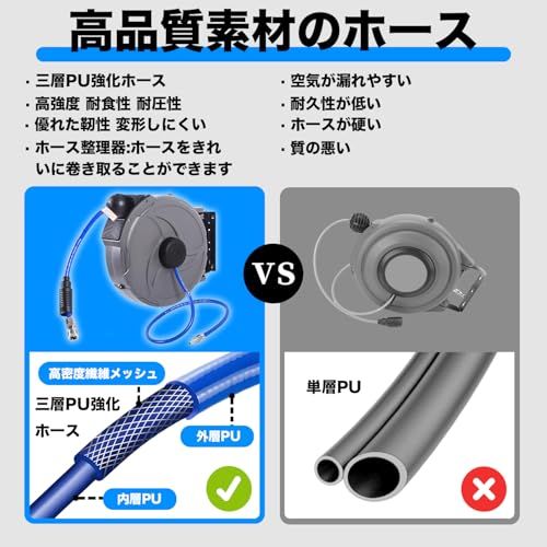 エアーホースリール 15m 天吊可能 壁掛け 180°回転 ホースリール 自動巻き取り 伸縮式スプリング エアホース 外径φ10mm 内径6.5mm ネイルガン エアーダスター エアードリル ブラケット付 空気圧工具 工場 車整備★m a4a37fe6 エアーホースリール 15m 天吊可能 壁掛け 180°回転 ホースリール 自動巻き取り 伸縮式スプリング エアホース 外径φ10mm 内径6.5mm ネイルガン エアーダスター エアードリル ブラケット付 空気圧工具 工場 車整備★m a4a37fe6