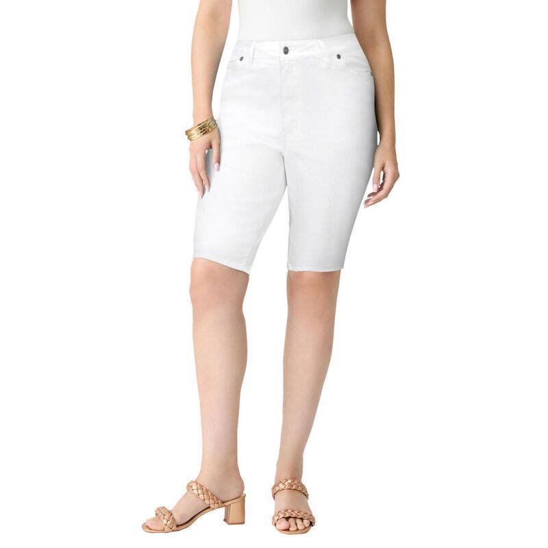 ロアマンズ レディース ボトムス ハーフパンツ・ショーツ プラスサイズ Roamans Womens Plusize Classic Stretch Bermuda Short White Denim