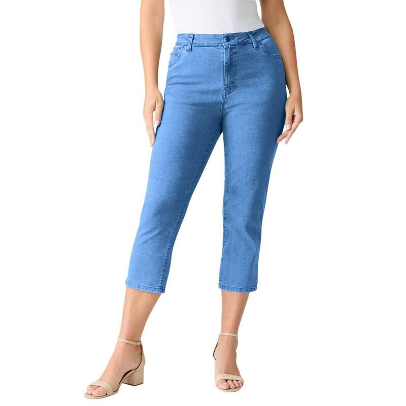 ロアマンズ レディース ボトムス カジュアルパンツ プラスサイズ キャップ Roamans Womens Plusize Classic Stretch Capri Jean Light Stonew