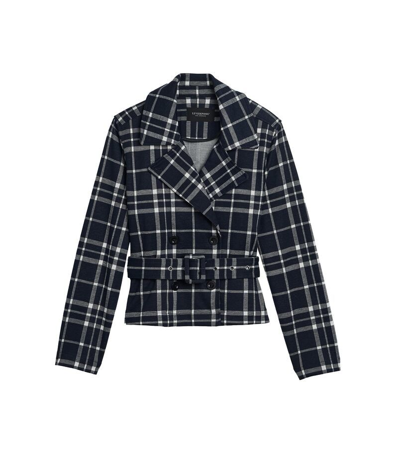 リヴァプール ロサンゼルス レディース アウター コート クロップド ジャケット Liverpoolos Angeles Cropped Trench Jacket With Belt Midnite