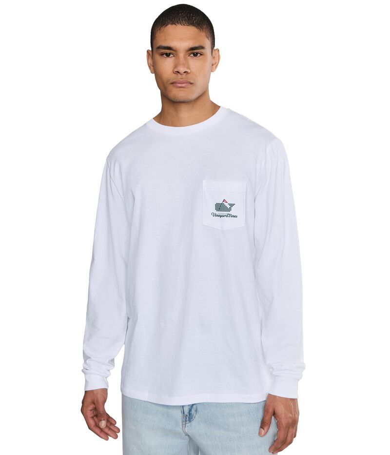 ヴァインヤードヴァインズ メンズ トップス シャツ Vineyard Vines Golf Ball Whale Long Sleeve Tee White Cap ホワイト