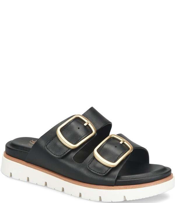 ソフト レディース シューズ サンダル プラットフォーム レザー Sofft Gabby Leather Buckle Platform Slide Sandals Black ブラック