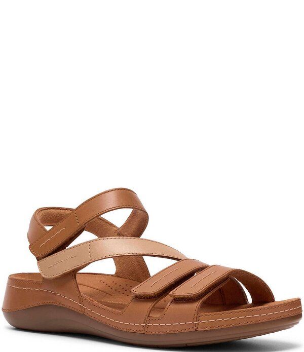 クラークス レディース シューズ サンダル レザー Clarks Artisan Cecily Mix Leather Adjustable Sandals Beige Combo ベージュ