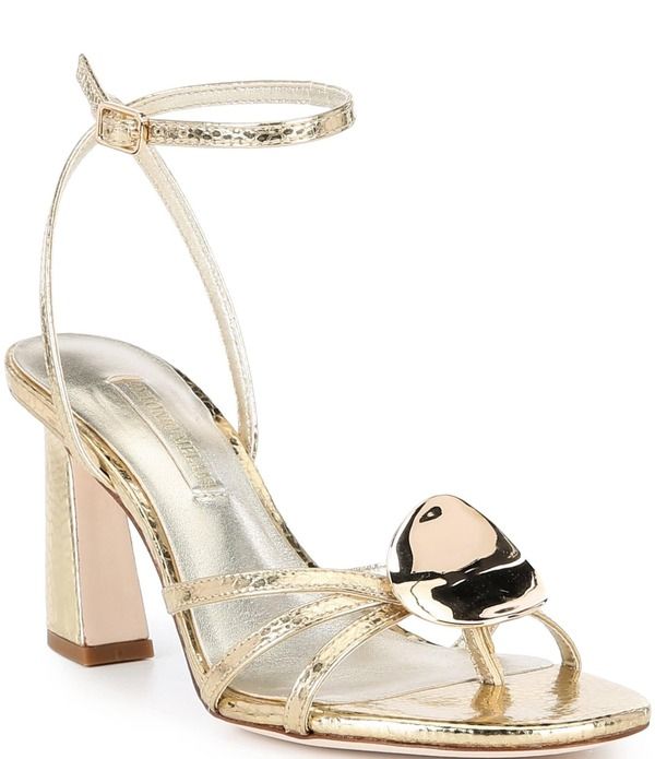 アントニオ メラーニ レディース シューズ サンダル トール アンクル レザー Antonio Melani Calista Metallic Leather Ornamented Ankle Str