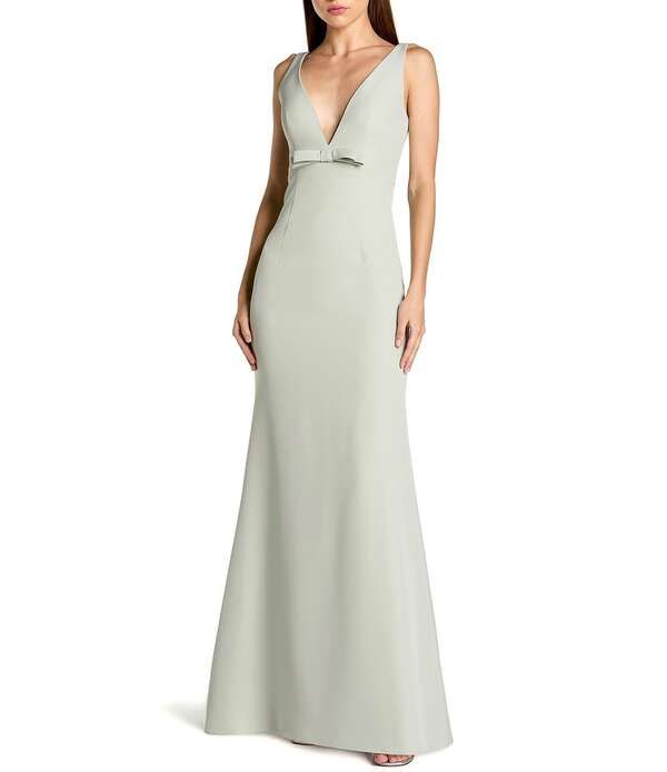 マックダガル レディース トップス ワンピース Vネックレープチ ノースリーブ Mac Duggal Petite Size Crepe Sleeveless VNeck Mermaid Longow