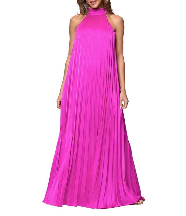 エスケープ レディース トップス ワンピース プリーツ サテン ノースリーブ ホルター Xscape Hammered Satin Halter Neck Sleeveless Pleated Shi