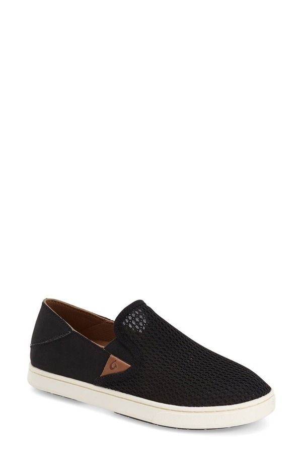 オルカイ レディース シューズ スニーカー OluKai Pehuea SlipOn Sneaker Black Faux Leather ブラック