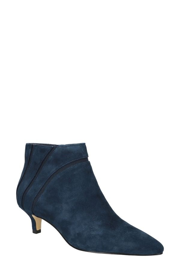 ベラヴィータ レディース シューズ ブーツ・レインブーツ ヒール Bella Vita Faraday Pointed Toe Kitten Heel Bootie Navy Kidsuede Lea