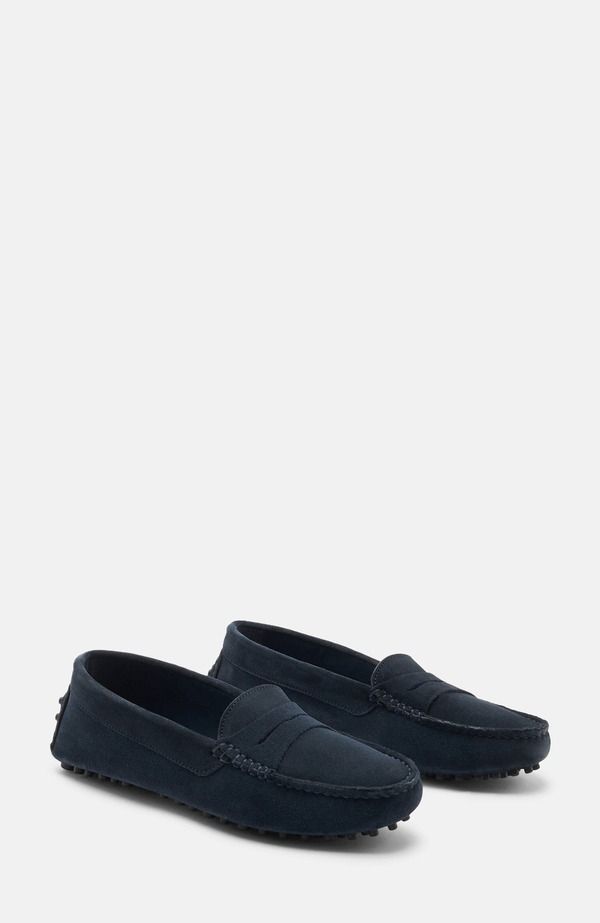 スカロッソ レディース シューズ スリッポン・ローファー SCAROSSO Ashley Driving Shoes Blue Suede ブルー